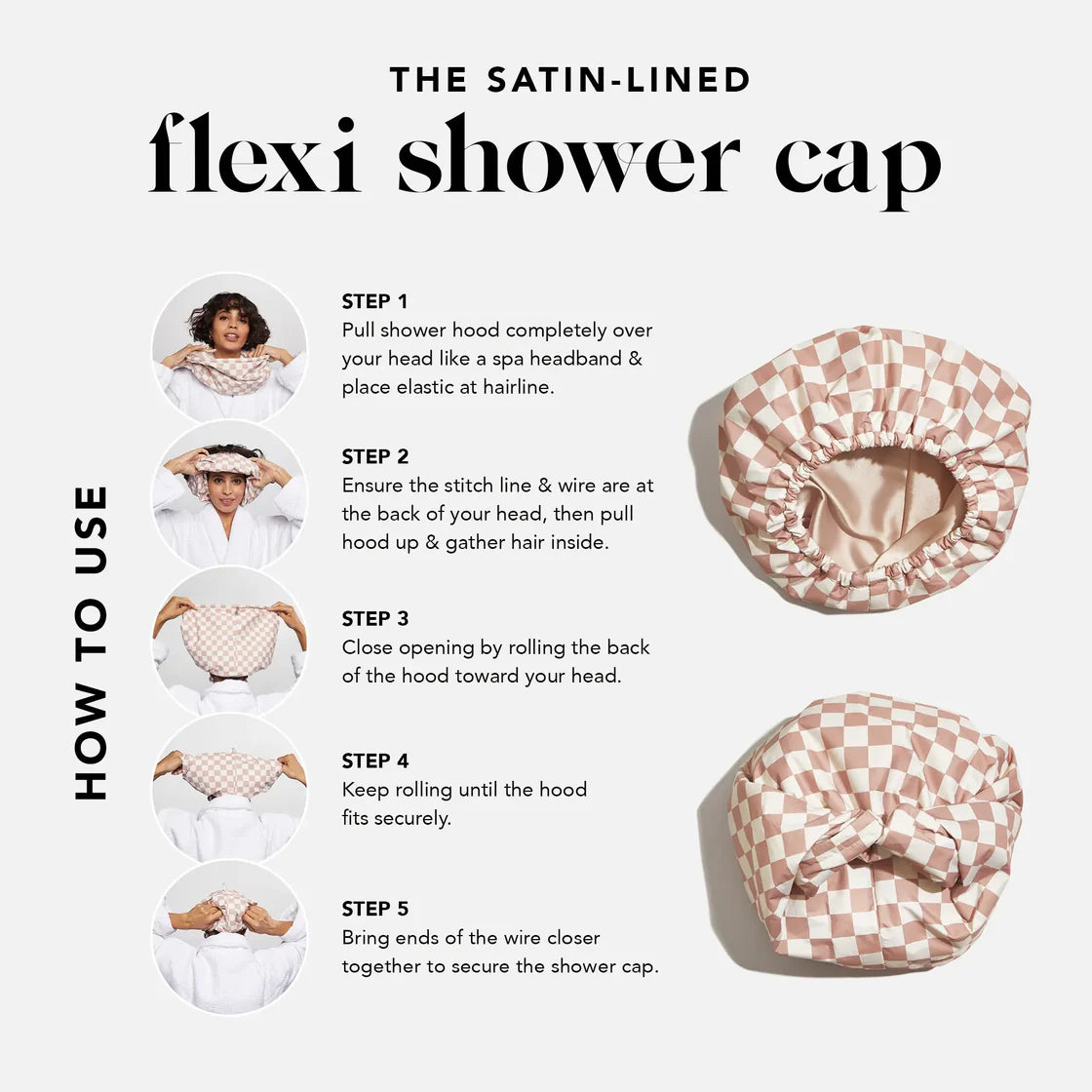 Luxury Satin Lined Shower Cap